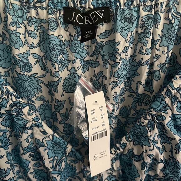 J.Crew V-Neck Floral Long Midi Dress XXL Women’s Blue Blooms Blockprint - Picture 4 of 5